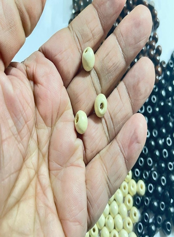 OMX خرز خشبي دائري OMX مقاس 10 مم لصنع المجوهرات والتطريز والأعمال الفنية والحرفية (مزيج من الأسود والأبيض والبني الداكن، 10 مم، 300 قطعة، 100 غرام) - Image 5